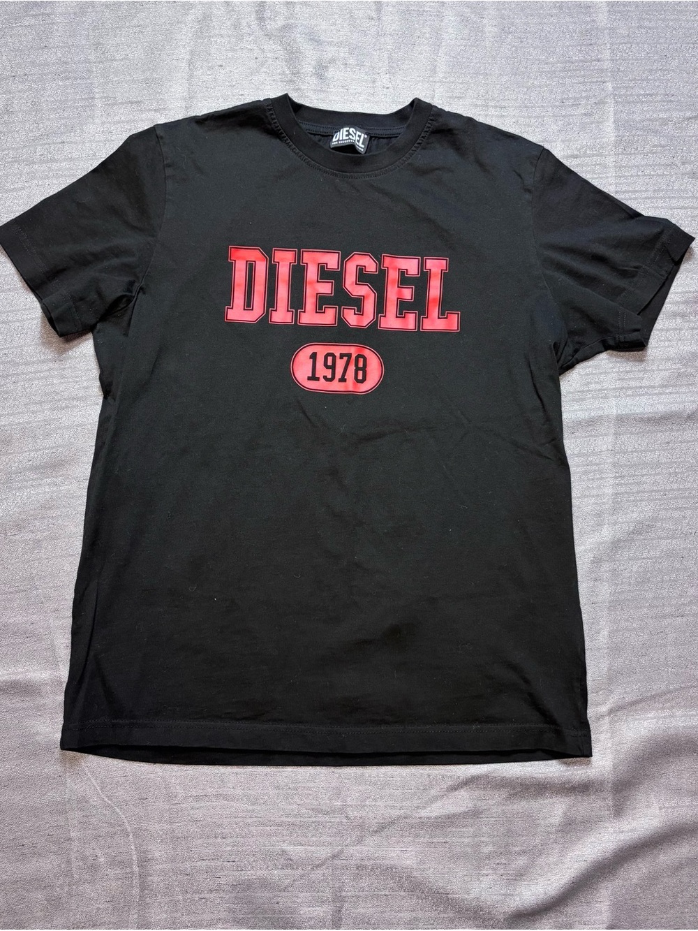 Diesel Black Short Sleeve Tee with Red Logo